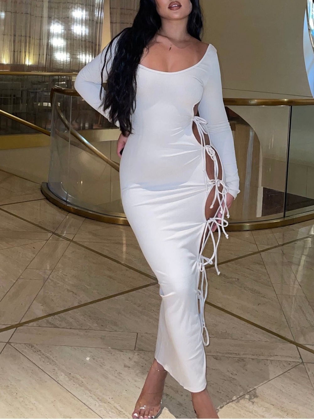 Fashion Nova Ribbed Cutout Maxi Dress